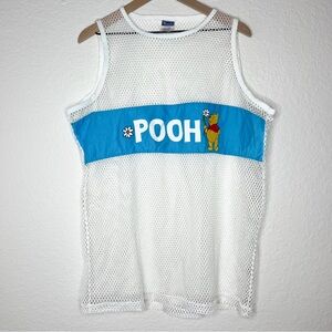 Vintage 90s Disney Pooh Mesh Swim Cover Top White One Size